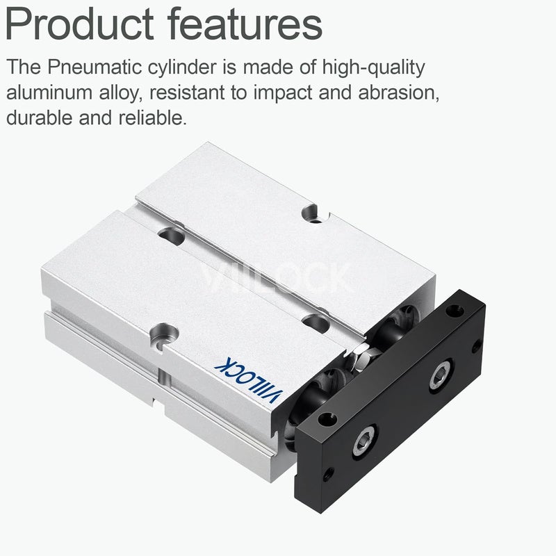VIILOCK Pneumatic Air Cylinder 25mm Bore 25mm Stroke, Small Air Cylinder Double Rod Double Action TN25x25 - Image 2